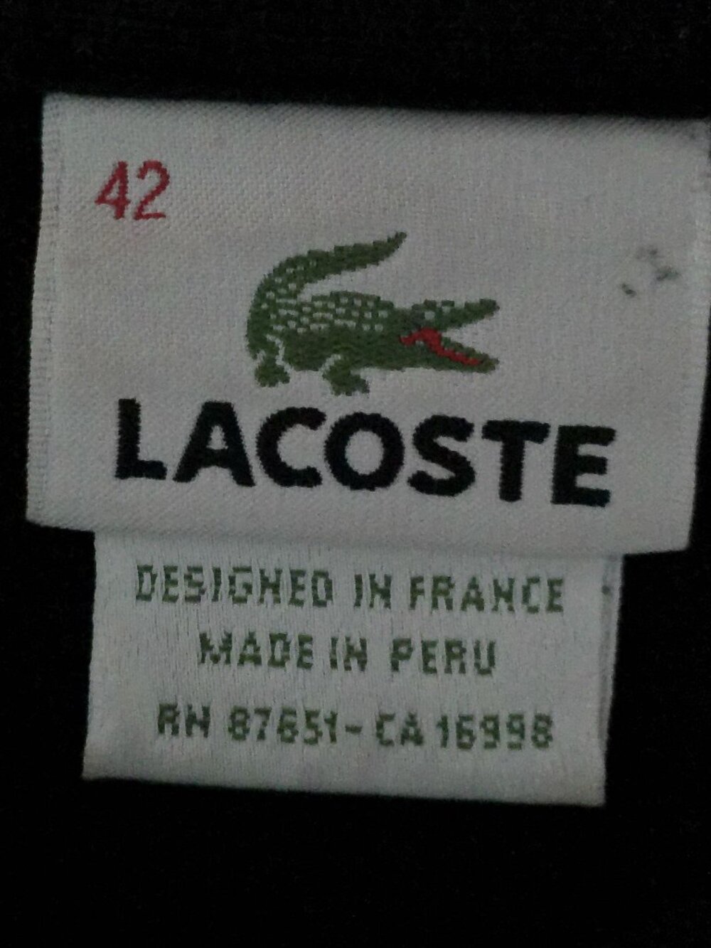 LACOSTE NWOT Long Sleeve collared 1/4 Button-Up Black w/Logo Tee L - Picture 6 of 10